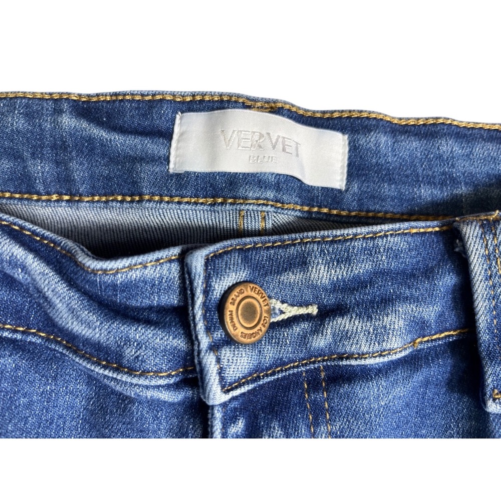 Vervet Women's Size 32 Raw Hem Flare Jeans Medium Wash Stretch Denim Boho - Picture 3 of 4